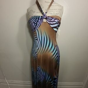 Patterned Halter Neck Maxi Dress